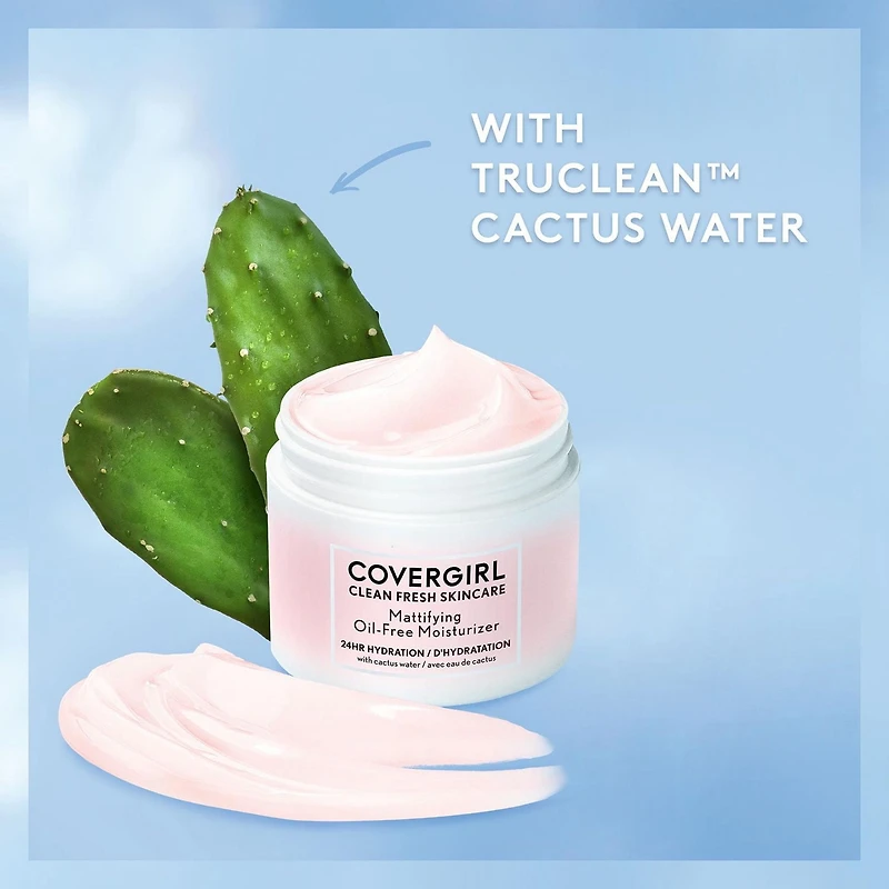 COVERGIRL Clean Fresh Skincare Mattifying Oil-Free Moisturizer, Mattifying Face Moisturizer Formulated with Cactus Water, 100% Vegan & Cruelty-Free