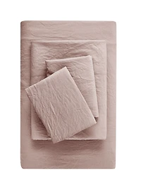 Mainstays Washed Ultra Soft Microfiber Bed Sheet Set, Twin-XL, Pink Blush, 3 Piece