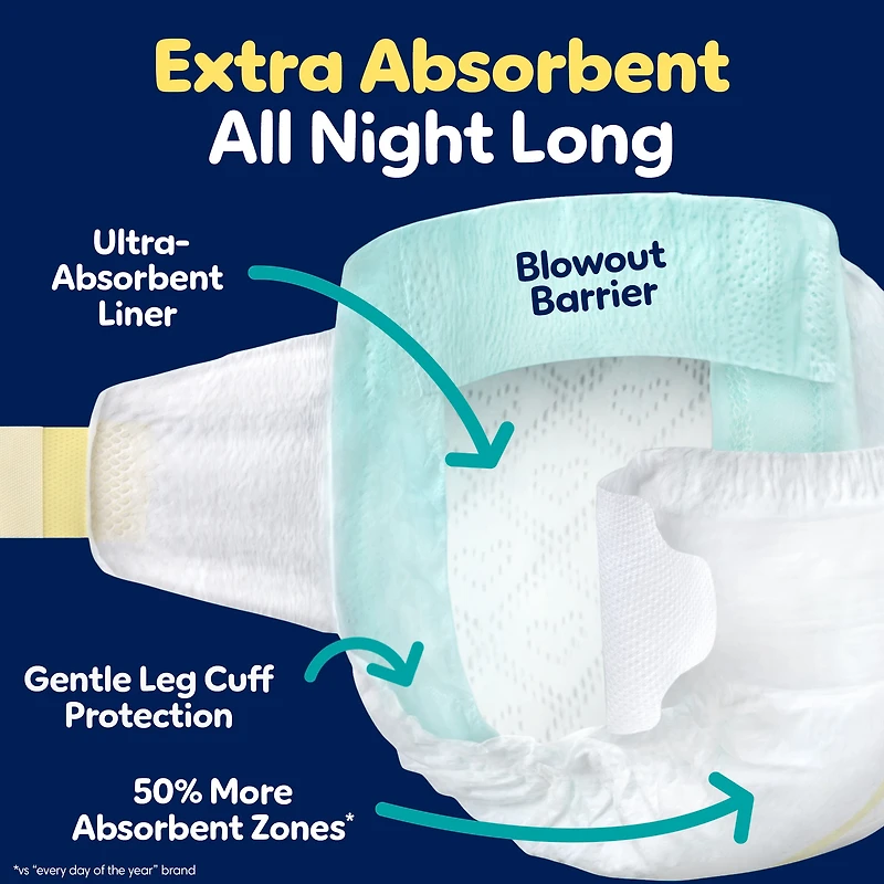 ZZZ Overnight Diapers, Size 4 (22-37 lbs), Nighttime Protection Disposable Baby Diaper