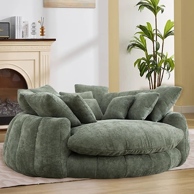 Pouf géant Noble House, méridienne moelleuse et lit convertible, vert olive