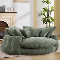 Noble House Oversized Bean Bag Sofa,Fluffy Lazy Chaise Lounge & Sleeper Bed,Olive Green