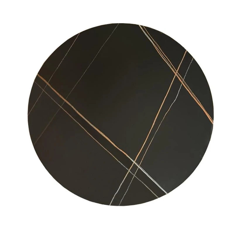 Kenlyn Dining Table,sleek black sintered stone, sturdy base in a brushed gold brass finish. This 35.5-inch table exudes modern elegance and sophistication
