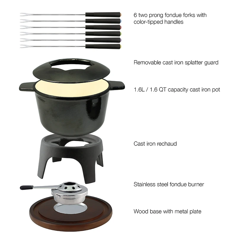 Swissmar Metallic Black Sierra Fondue Set