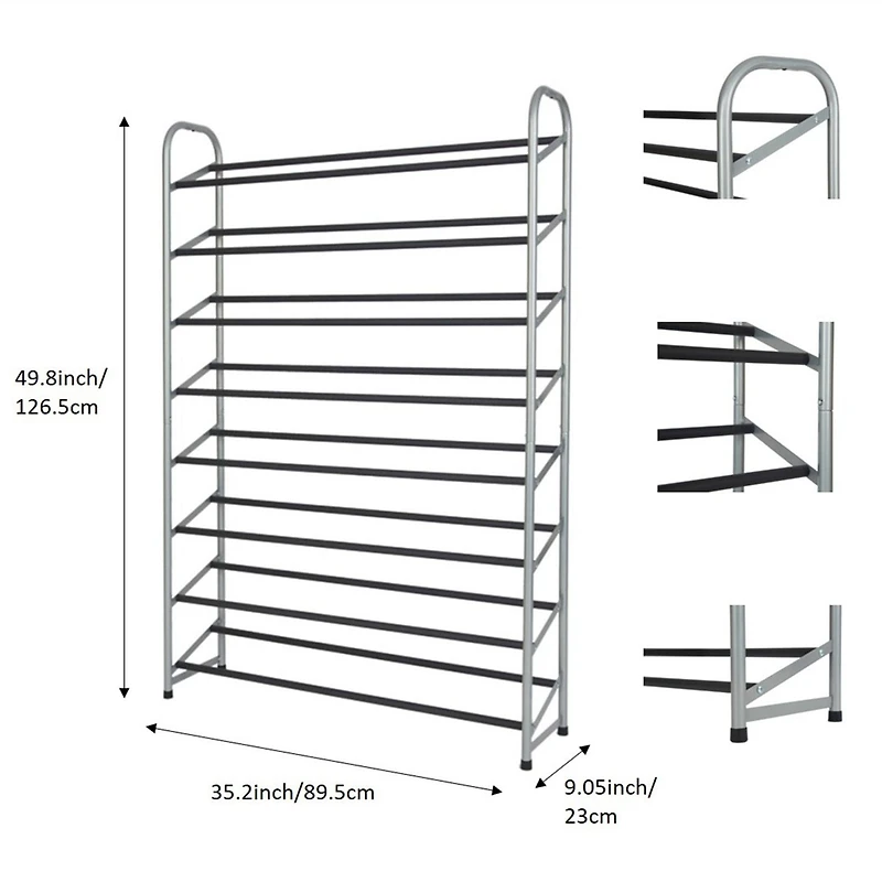 Mainstays 8 Tier shoe rack,40 Pairs, Good for Sneakers, Heels, Boots, Shoes, Grey