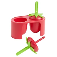 Mainstays 3-Piece Home-made Popsicle Mould, Strawberry Shape Set in Red and Green