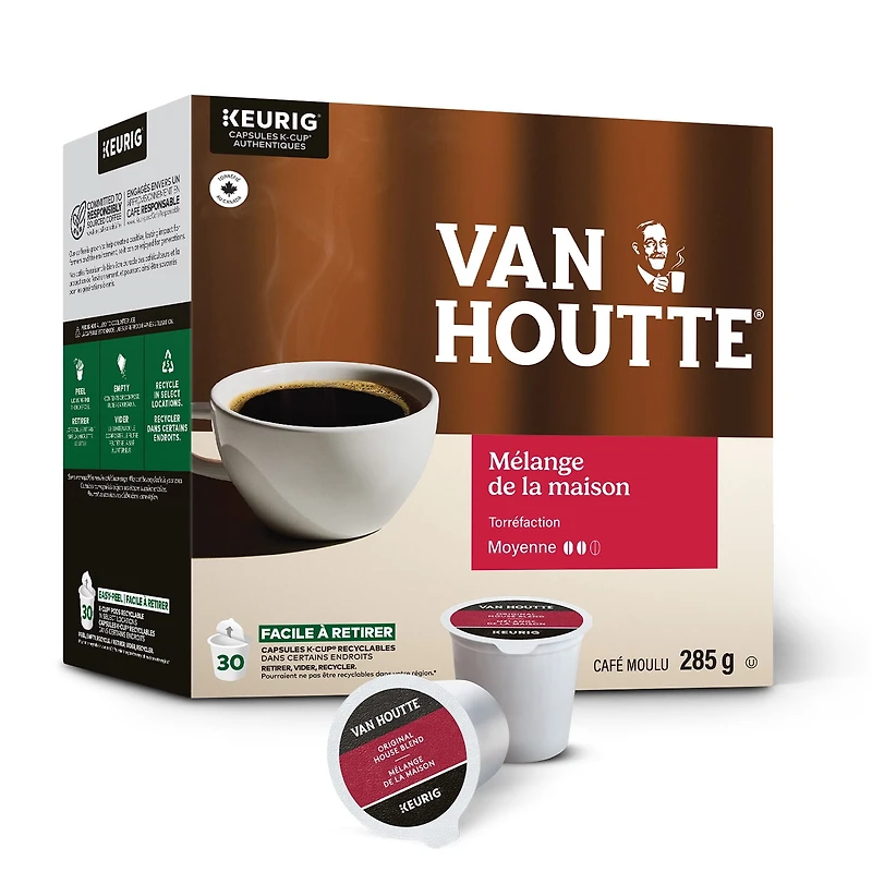 Van Houtte Original House Blend, Medium Roast, K-Cup Coffee Pods, 30 Count