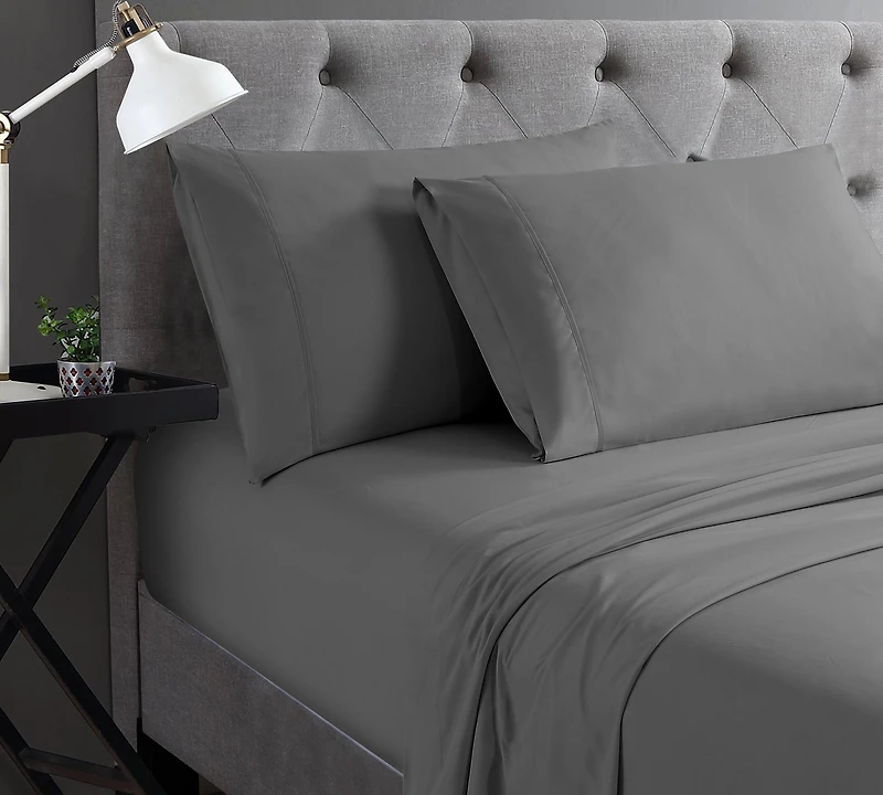 Swift Home Basic 4-Piece King Size Sheet Set, Ultra Soft, Deep Pocket, Easy Care Bedding Set, Gray