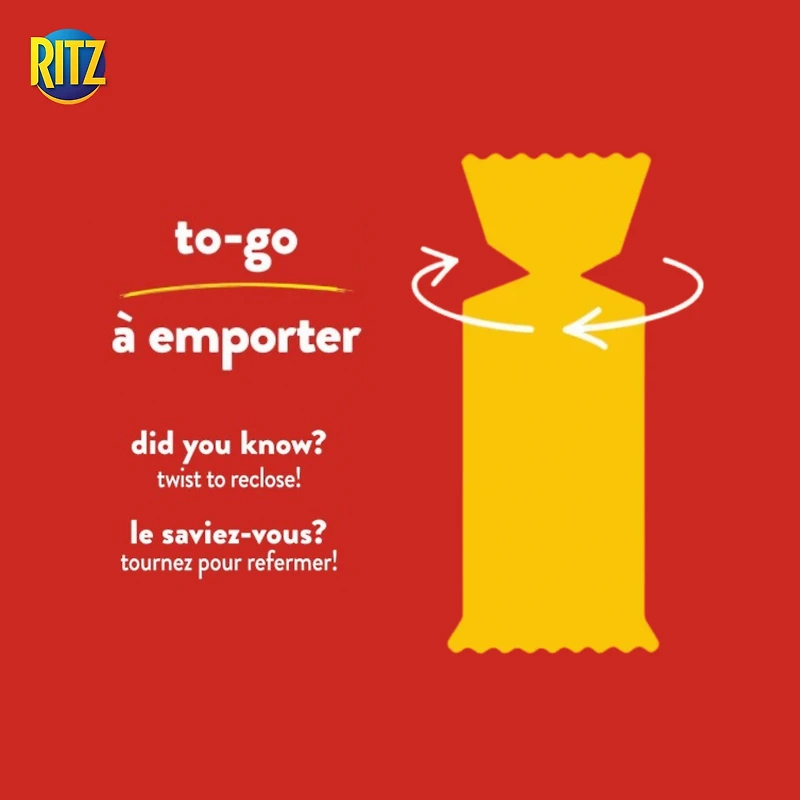 RITZ To-Go Baked with Whole Wheat Crackers, Pack of 8 individually wrapped cracker stacks, Portable Format, Convenient On-The-Go Snack, Lunchbox & Travel Snack 328g