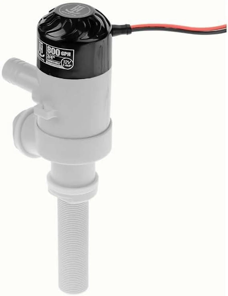 Blue Dog Marine 800 GPH Thru-Hull Livewell Pump for Boat, 12V 5A Bait Tank Aerator Submersible Cartridge
