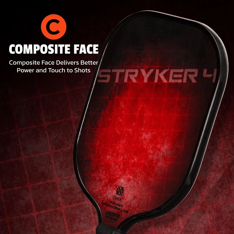Pagaie de pickleball rouge composite Onix Stryker 4