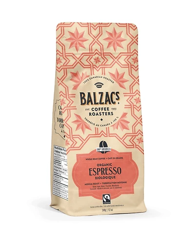 Balzac's Coffee Espresso Blend café en grains entiers biologique et equitable 340g