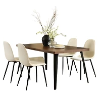 Homy Casa 63 inch Dining Set for 4, Large Table with Upholstered Chairs