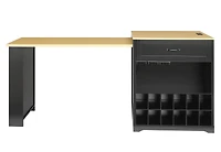 Noble House Extendable Counter Table with Wheels & Power Outlet,Black+Natural