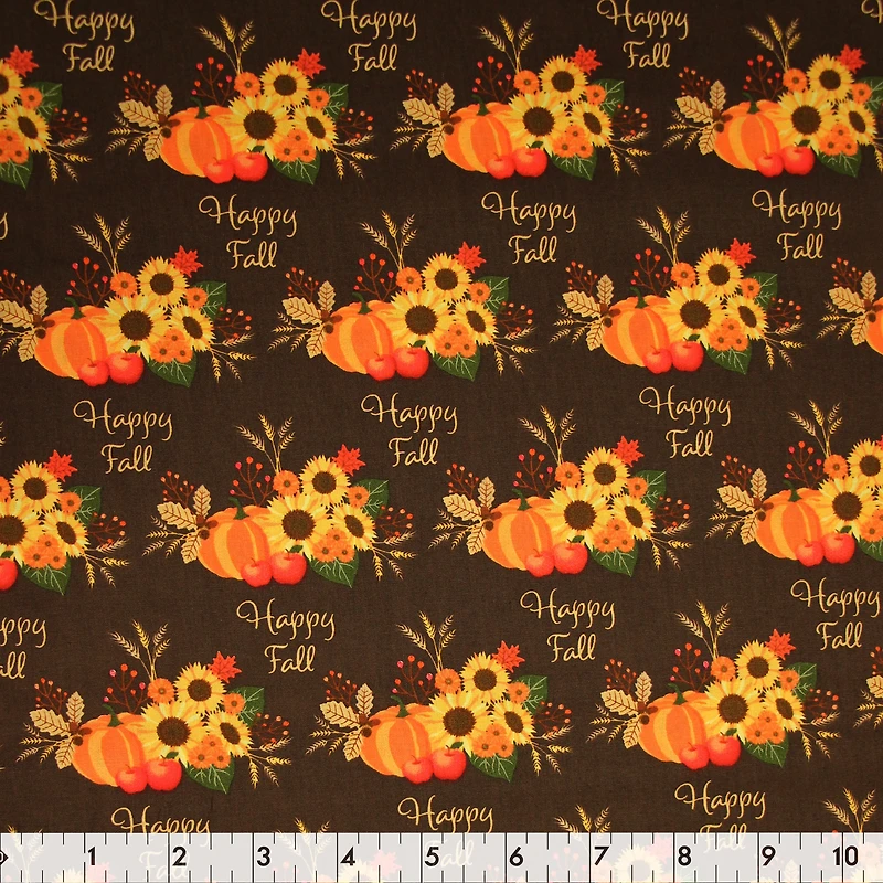 FABRIC CREATIONS Cotton Fabric, Brown Happy Fall - 107 cm (42 in) Wide, 100% Cotton