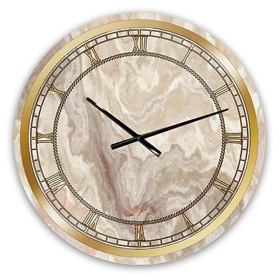 Designart 'White Onyx Natural White Marble' Glam wall clock
