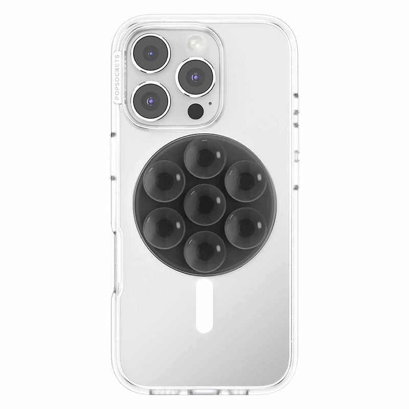 PopSockets PopGrip Suck-up pour MagSafe Rond avec Adaptateur Noir Transparent