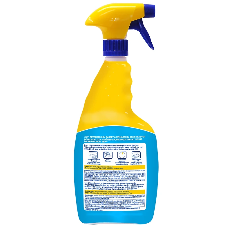 Détachant à tapis et tissus d'ameublement Zep Advanced Oxy, détachant ciblé, liquide désodorisant, 946 ml, nettoyant ménager