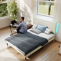 Ensemble de chambre moderne Homy Casa : Cadre de lit Queen avec tablette latérale rabattable
