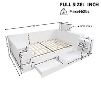 Noble House Full Size Daybed with Headboard Storage, White
