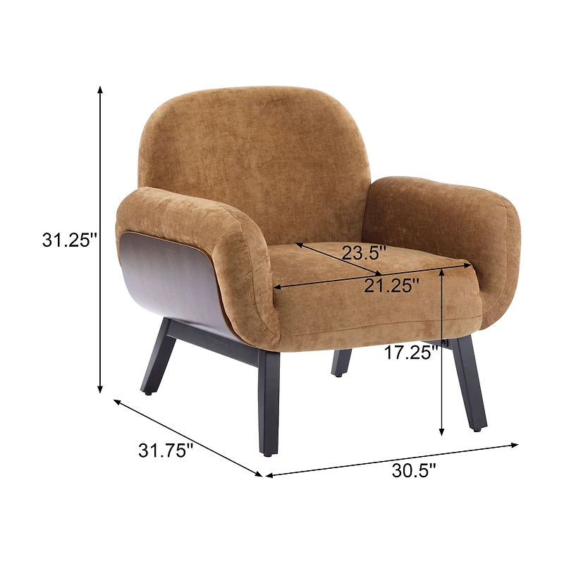 Noble House Ergonomic Accent Chair,Soft Cushion & Wrap-Around Backrest,Tan