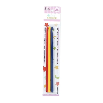 LOVE KNITTING Ensemble de crochets pour enfants, assortis, plastique ABS, 3 pièces, 4 mm (G-6), 5 mm (H-8), 5,5 mm (I-9)