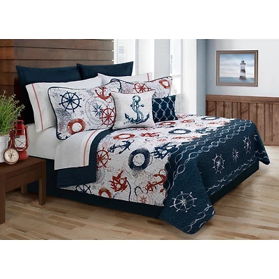 Ens. édredon Safdie & Co. de la collection Home Deluxe à 100 % polyester en marine