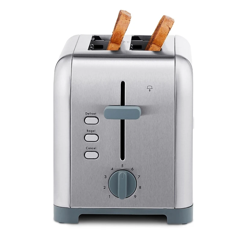 Kenmore 2-Slice Stainless Steel Toaster, Silver & Grey, Extra Wide Slots, Bagel & Defrost Functions