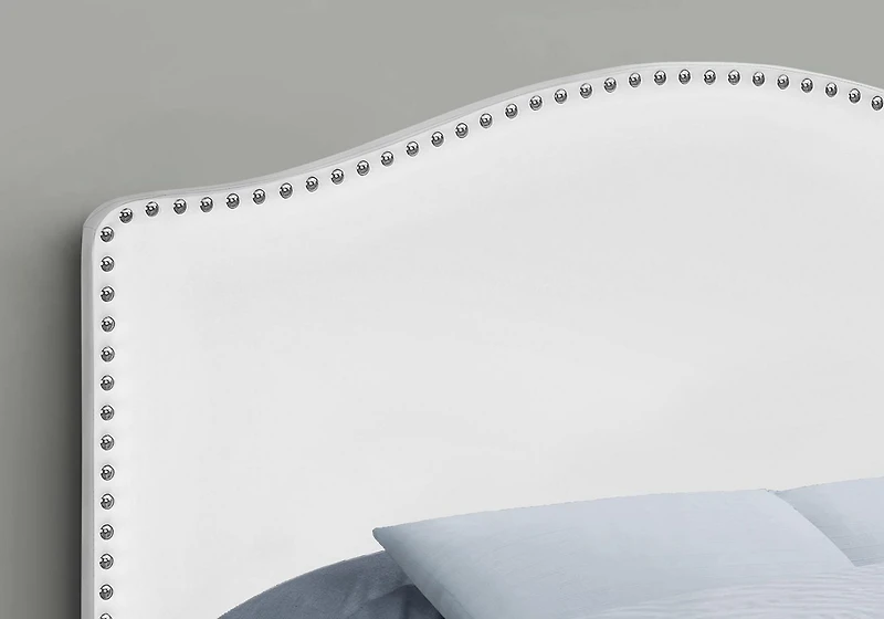 Monarch Specialties Bed, Headboard Only, Full Size, Bedroom, Upholstered, Pu Leather Look, White, Transitional
