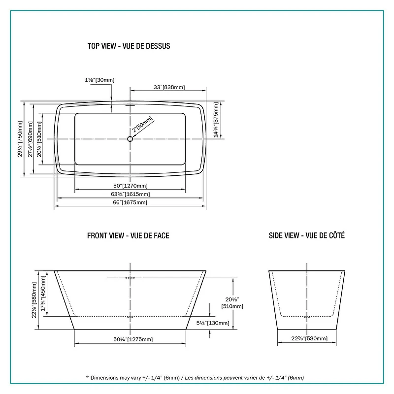 A&E Bath and Shower CHESTER-66 FREESTANDING BATHTUB