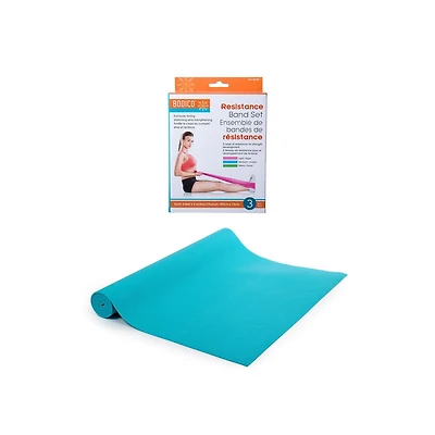 Bodico Non-Slip Yoga Mat and Exercise Resistance Bands Set for Fitness, Blue