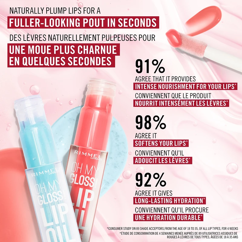 Rimmel Oh My Gloss! Lip Oil, Glossy Shine, Hydrating, Mouthwatering Flavours, Vegan Formula