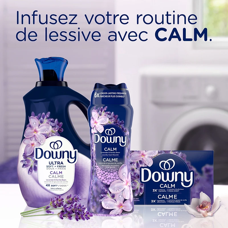 Downy CALM, Mega Dryer Sheets, Laundry Fabric Softener, Lavender and Vanilla Bean 120CT
