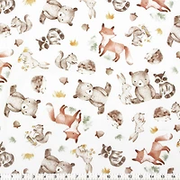 FABRIC CREATIONS blanc Painted Forest animaux coupon fat quarter 45 × 53 cm (18 × 21 po)