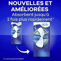 Serviettes Always Infini FlexFoam pour femmes, taille 5, de nuit, flux très abondant, avec ailes, sans parfum, 22 serviettes