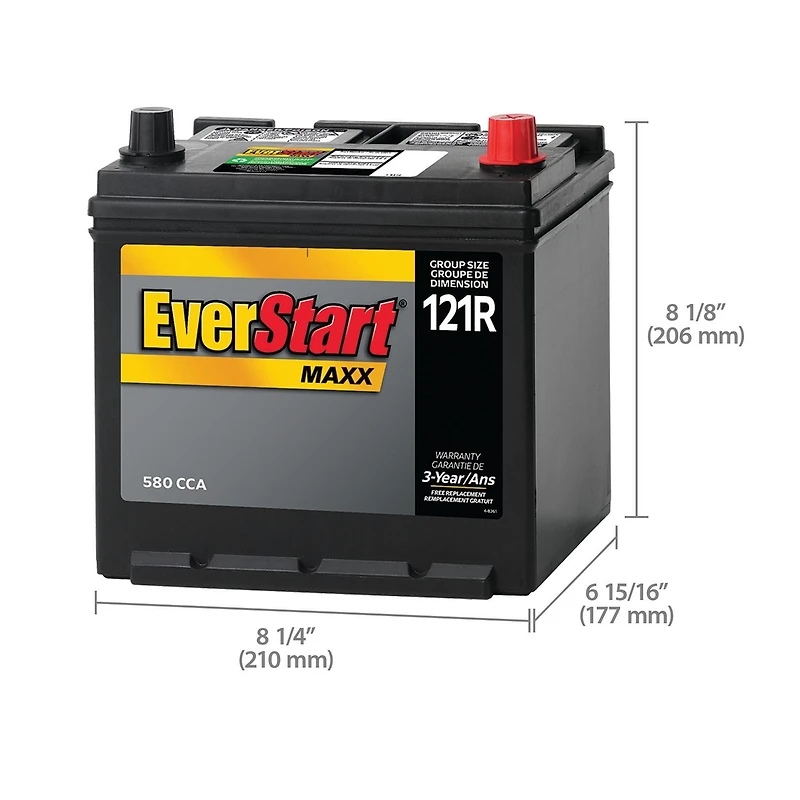 EverStart Auto Maxx-121R, 12 Volt, Car Battery, Group Size 121R, 550 CCA