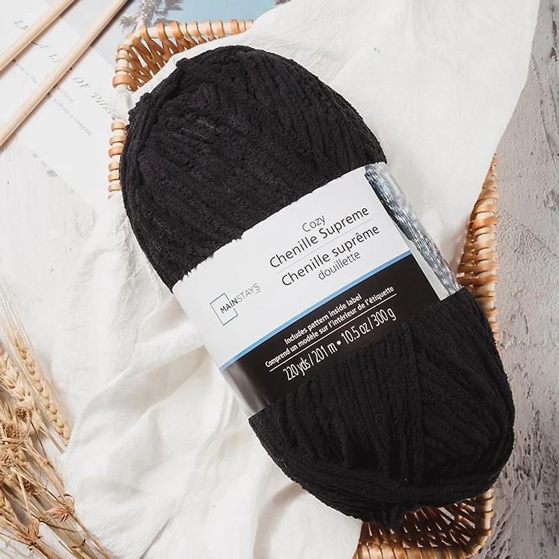 MAINSTAYS Cozy Black Chenille Yarn