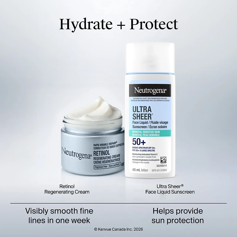Neutrogena Rapid Wrinkle Repair Regenerating Cream - Retinol Face & Eye Moisturizer - Hyaluronic Acid Serum- 48 mL