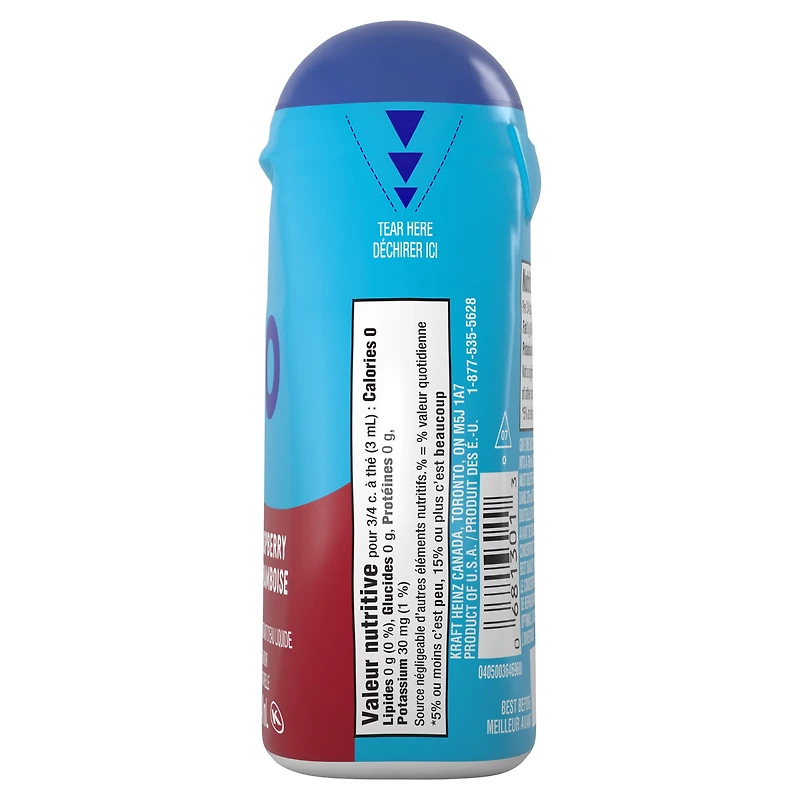 Aromatisant D'Eau Liquide Canneberges Et Framboises, Bouteille