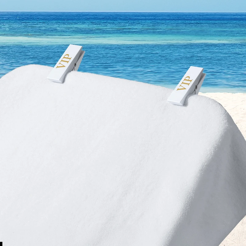 Mainstays Beach Towel Clips, VIP White, 2 Pieces set