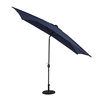 Nassau 6.5-ft x 10-ft Rectangular Market Umbrella with LED Bulb Lights - Navy Blue - Breez-Tex