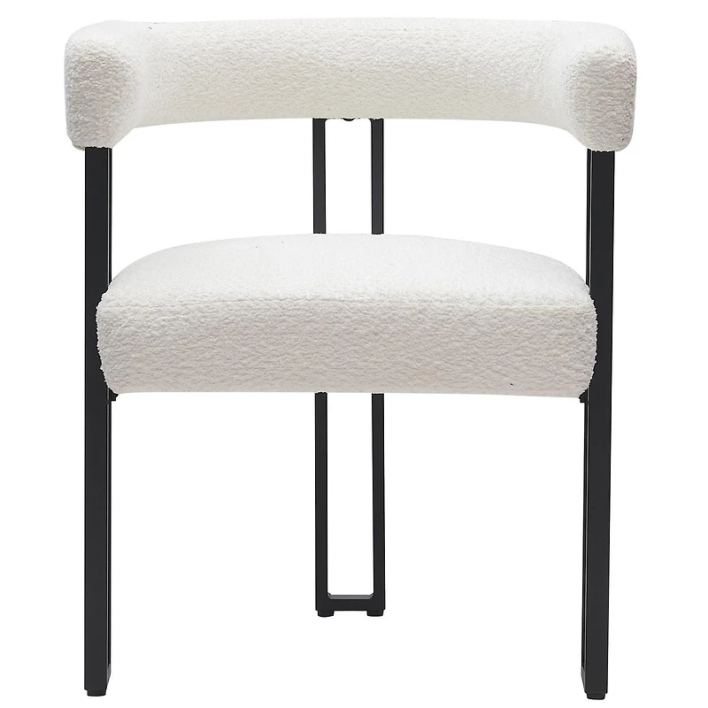 Contemporaine Tissu Bouclé Chaise, Jeu de 2 - Ivoire et Noir