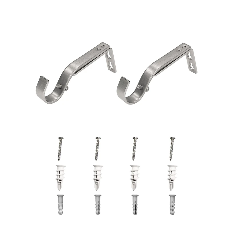 Ensemble de supports de tringle à rideaux simple réglables Nickel brossé 2,2 cm à 2,5 cm Mainstays (paquet de 2)