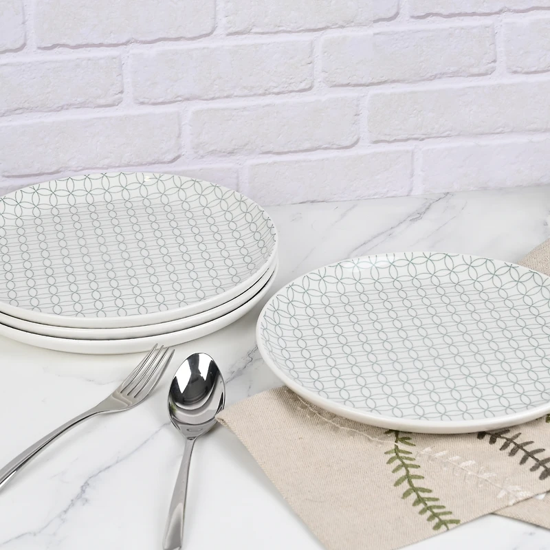 Mainstays Alessandra Sage Green 4-pack Stoneware Dinner Plate Set, 10.2"