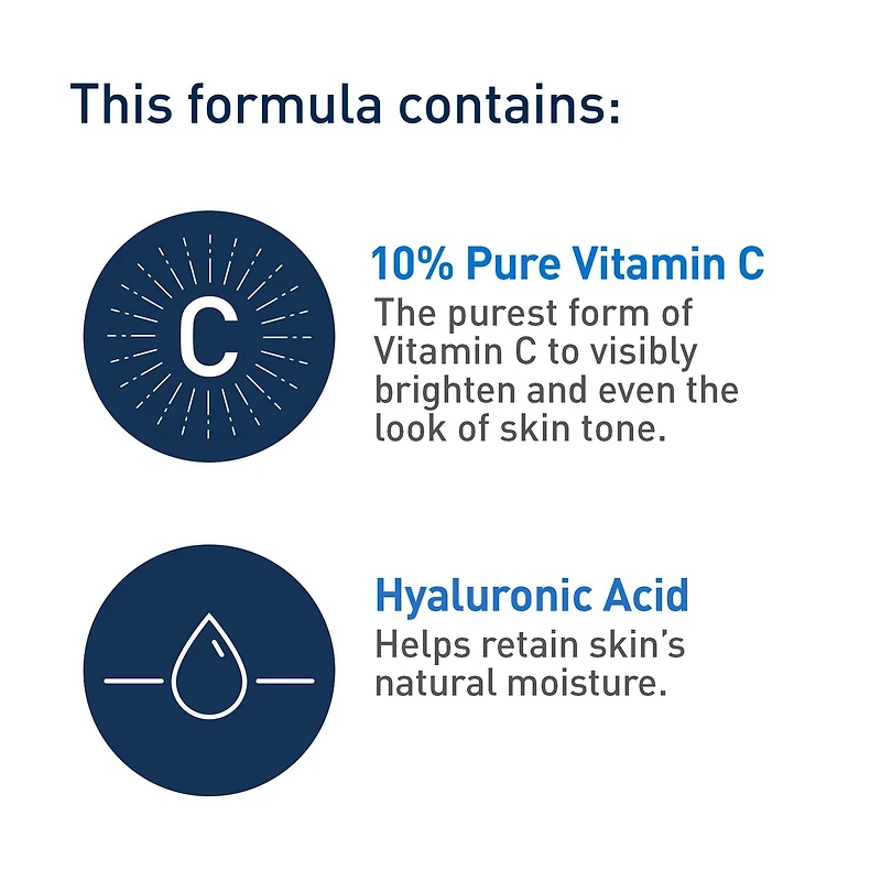 CeraVe Vitamin C Serum, 10% Pure Vitamin C Face Serum with Hyaluronic Acid and Ceramides for Brightening, 30mL