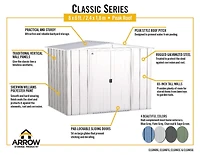 Arrow Classic Steel Storage Shed, 8x6, Blue Grey