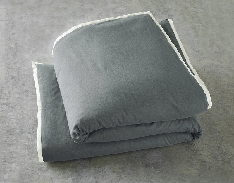Better Homes & Gardens 3-Piece Soot Grey Linen Duvet Set, Adult Double/Queen