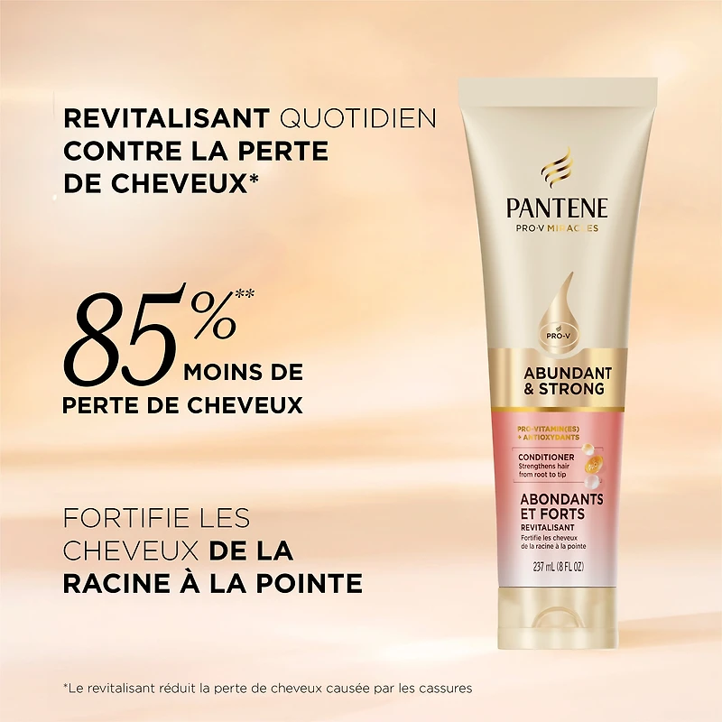 Pantene Abundant & Strong Conditioner, Strenghtens Hair From Root to Tip, Pro-Vitamin B5 Complex and Antioxidants, 237 mL