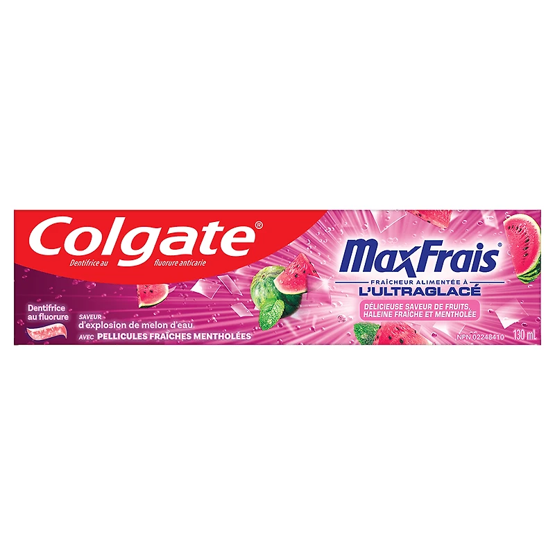 Colgate MaxFrais Dentifrice au Fluorure, Explosion de Melon d'Eau à la Menthe, 130 ml