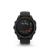 Garmin fēnix® 8 Solar Sapphire Lens GPS Smartwatch - 47-mm - Carbon Grey DLC Titanium Bezel with Black/Pebble Grey Silicone Band