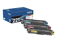 Brother Genuine Standard-Yield Toner Cartridge Three Pack TN221 3PK -Includes one Cartridge Each of Cyan, Magenta & Yellow Toner, Standard Yield (TN2213PK), Cyan, Magenta, Yellow (BRTTN2213PK)
